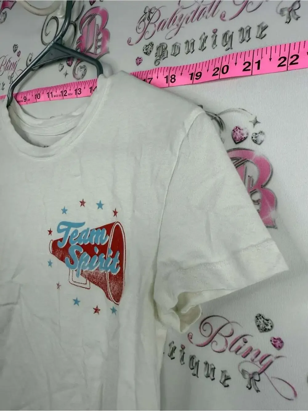 GAP tshirt cheerleading White Tee Red & Blue 'Team Spirit' Megaphone Graphic